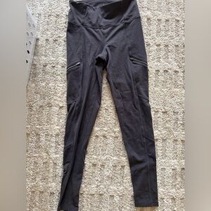 Athleta Gray Leggings with Zipper Pockets